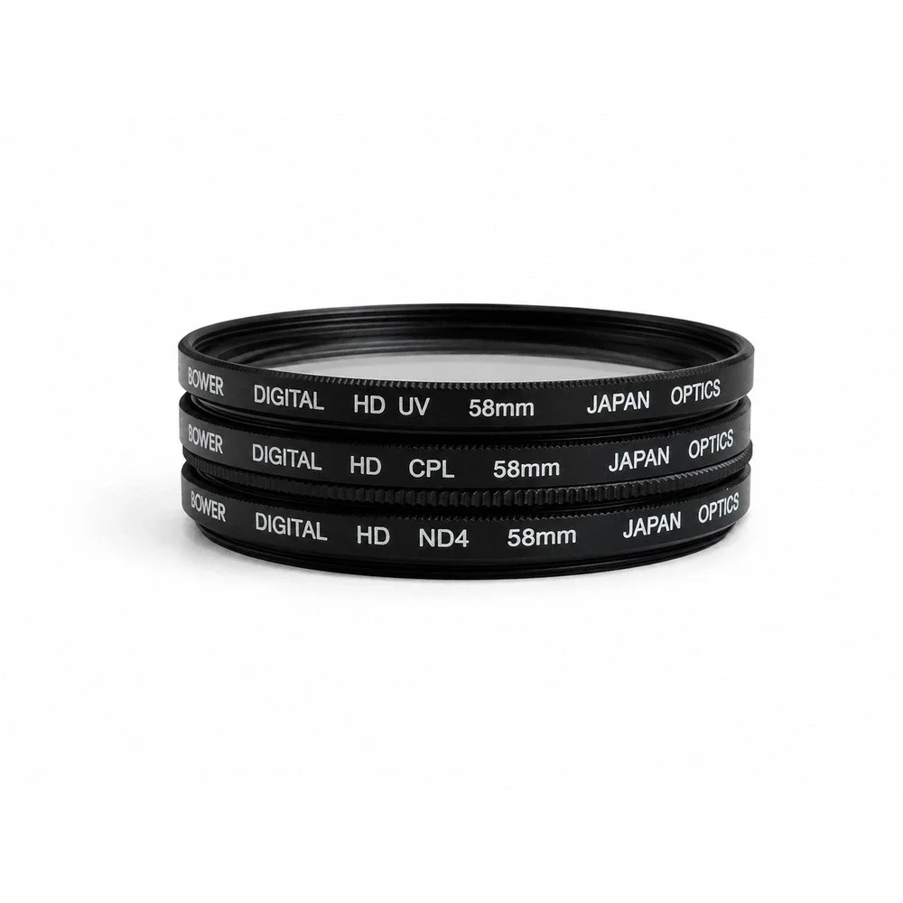 Bower Digital HD 58mm Filter Set UV CPL ND4 Japan Optics 3 Piece Kit